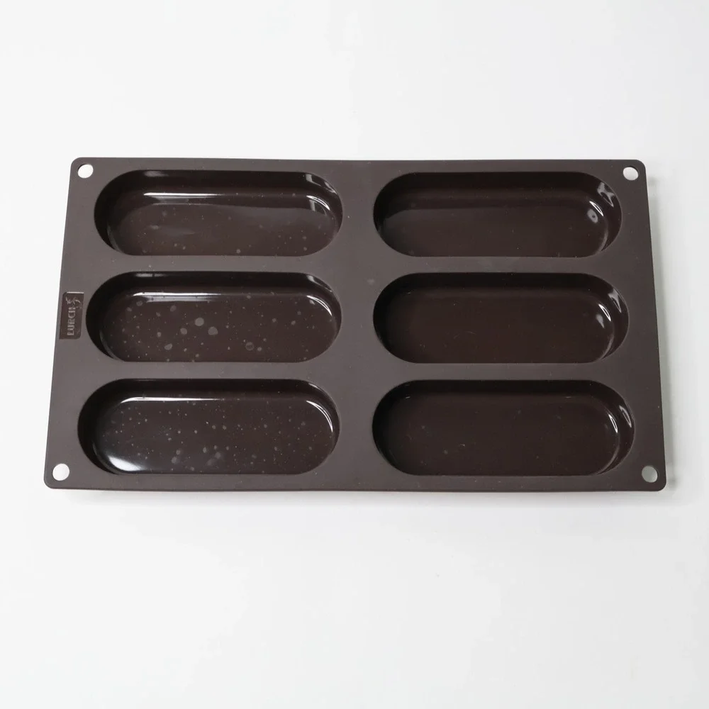 Lurch FlexiForm Silicone Oblong Mini Cake Mold Brown 6 Cavity Bakeware Pan